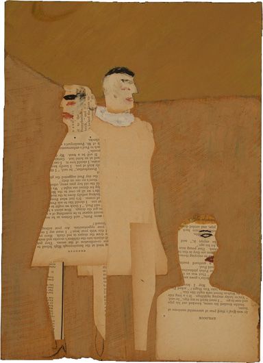 three collaged figures.