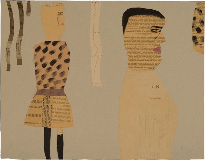 two figures looking right.