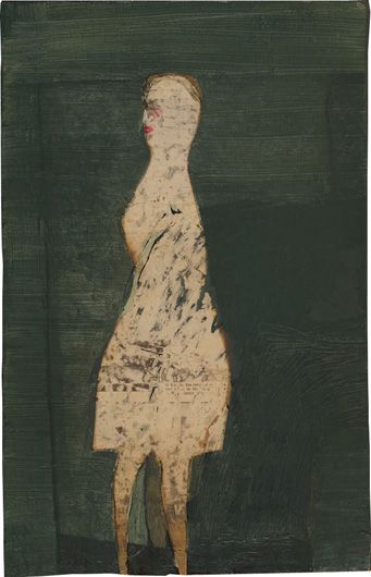 collaged figure walking.