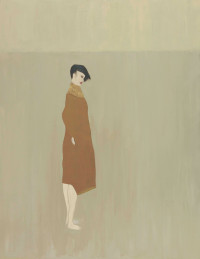 barefooted figure with brown coat.