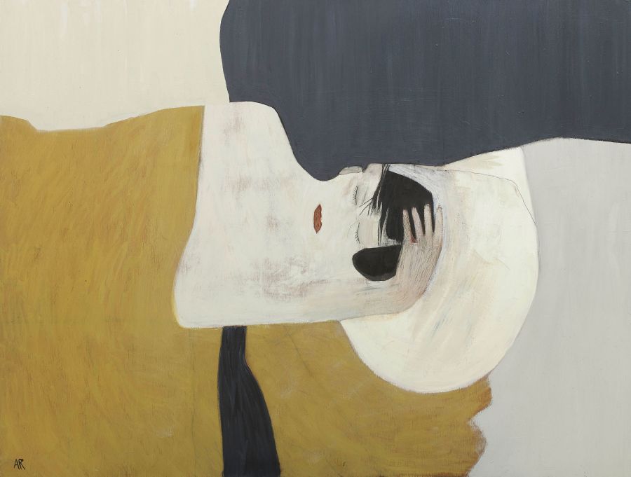 person lying under yellow blanket.