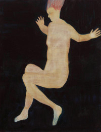 leaping nude figure.