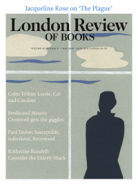 LRB  cover 05/07/2020 figure looking out through a window at clouds.